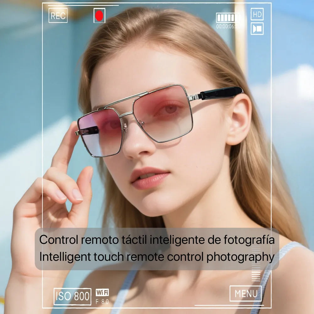 Gafas Inteligentes AI GT-30, con Lentes Graduadas GRATIS - con Bluetooth, Asistente de Voz, Control Remoto de Cámara y Reproducción de Música