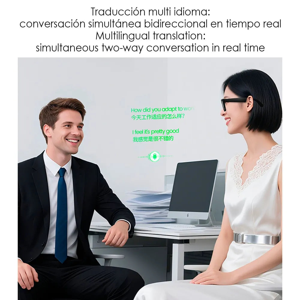 Gafas Inteligentes E2 con Lentes Graduadas GRATIS - con Cámara HD 8 MP, Vídeo Full HD 1080p, Inteligencia Artificial y Traductor en Tiempo Real