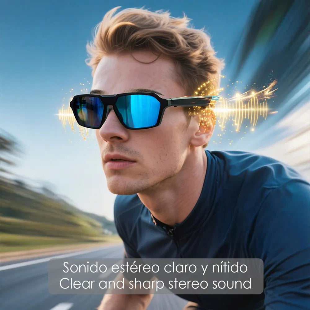 Gafas Deportivas Inteligentes  con Lentes Graduadas GRATIS QY PRO 5 con Asistente de Voz Inteligente, Traductor AI en Tiempo Real de Más de 100 Idiomas, Control de Música y Llamadas, Lentes UV400